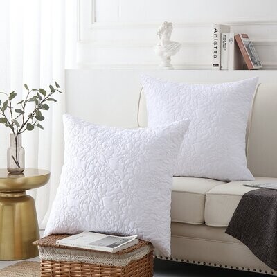 European Pillowcases Shams AVA COLLECTION White/Charcoal Trim Euro Pillow Cases 