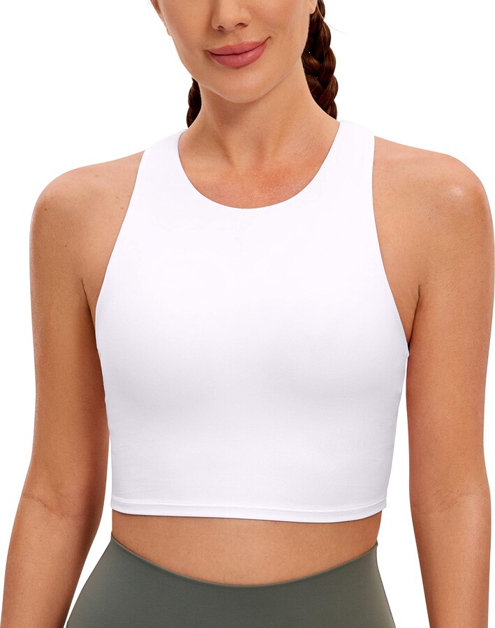 Buy CRZ YOGA Butterluxe Women's Racerback Sports Bra Padded Without  Underwire Y Back Yoga Bra Summer Breathable Spaghetti Top, olive green, L  at