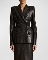 Martu Double-Breasted Leather Blazer  