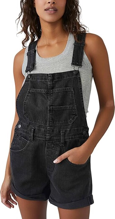 Free People We The Free Ziggy Shortall Women's Jumpsuit & Rompers One Piece Black : XS (Women's 0-2), Denim/Cotton
