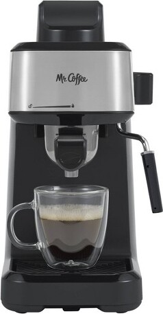 Mr. Coffee Mr.CoffeeSteamEspressoMakerwithStainlessSteelFrothingPitcher:900WElectric8-CupCapacityBlack