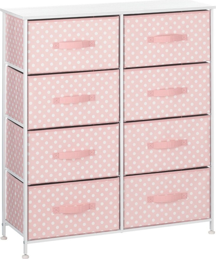 mDesign Baby + Kids Large Storage Dresser with 8 Drawers, Pink/White