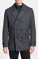 Thumbnail for your product : Kenneth Cole Reaction Kenneth Cole New York Double Breasted Wool Peacoat with Acrylic Bib