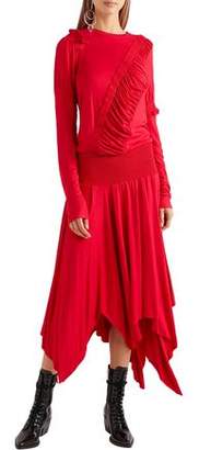 Preen Line Estela Asymmetric Ruched Stretch-cotton Jersey Midi Dress