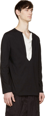 Yohji Yamamoto Black & White Cowl Insert T-Shirt