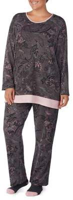 Ellen Tracy Plus Two-Piece Printed Pajama Set
