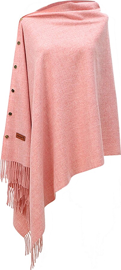 BOER Winter Warm Scarf - Women Poncho Shawl Wrap Winter Long Scarves Soft  Warm Button Knitted Shawl Blanket Cape Wool Spinning Tassel Polyester  Cardigan (Pink) - ShopStyle