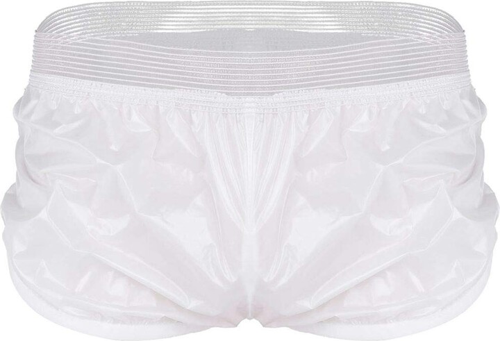 MSemis Men's Wet Look PVC Leather Swimwear Loose Fit Waterproof