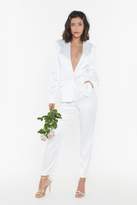 Thumbnail for your product : Nasty Gal Womens It's a Match Satin Bridal Blazer - white - 14