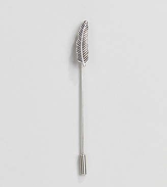 ASOS Designb London DesignB Feather Tie Pin In Sterling Silver Exclusive To