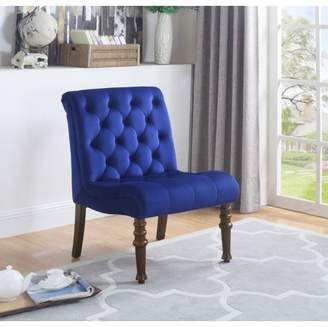 Best Master Furniture Fremont Upholstered Tufted Armless Accent Chair, Navy Blue