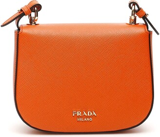 Prada Pattina Crossbody Saddle Bag In Orange, ModeSens