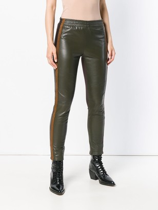 P.A.R.O.S.H. Side Stripe Leather Front Leggings