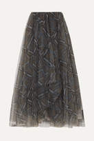Thumbnail for your product : Brunello Cucinelli Checked Tulle Midi Skirt - Gray