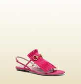 Thumbnail for your product : Gucci Suede Fringed Horsebit Thong Sandal