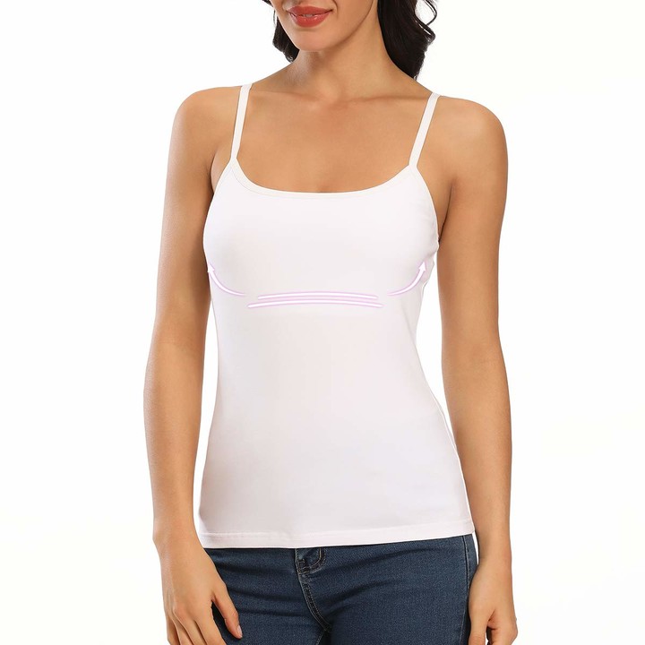 SLIMBELLE Women Tank Tops Adjustable Strap Camisole with Built in Padded Bra Vest Seamless Tummy Control Slimming Cami Shaper