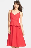 Thumbnail for your product : BCBGMAXAZRIA 'Tessa' Asymmetrical Peplum Crepe Fit & Flare Dress