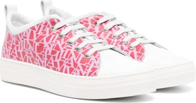 Lanvin Monogram-Pattern Lace-Up Sneakers - ShopStyle Girls' Shoes