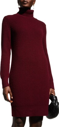 Merino Wool-Cashmere Turtleneck Sweater Dress