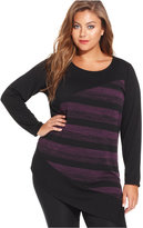 Thumbnail for your product : Amy Byer Plus Size Colorblock-Striped Asymmetrical Sweater