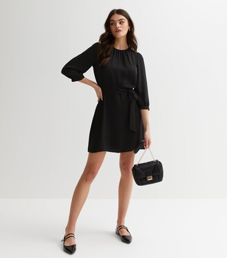 Black Ruched Side Jersey Mini Dress