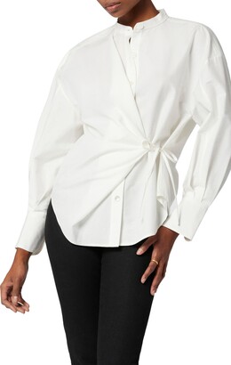 Equipment Renaux Side Tie Cotton & Silk Button-Up Shirt