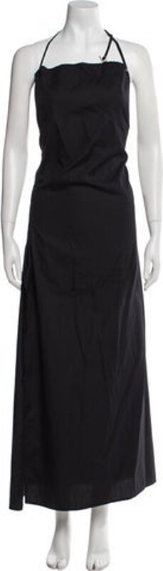 IOANNES Evening Gown Blue Sleeveless with Square Neckline Sash-Tie Closure at Back