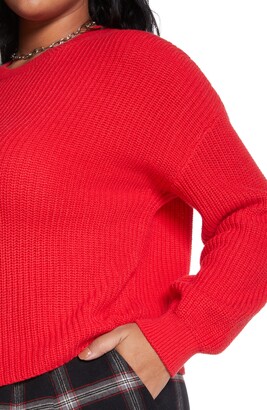 BP Cleo Crop Cotton Blend Crewneck Sweater