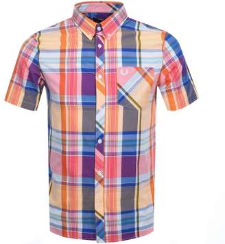 Fred Perry Short Sleeved Madras Check Shirt Orange