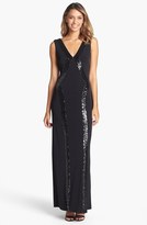 Thumbnail for your product : Laundry by Shelli Segal Sequin Trim Jersey Gown