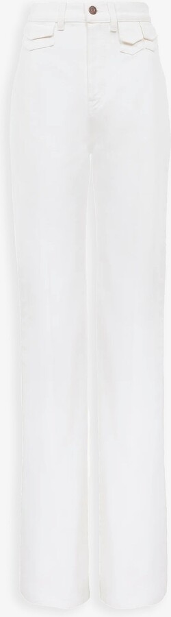 High-rise white denim flare jeans