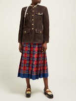 Thumbnail for your product : Gucci Suede Collarless Jacket - Dark Brown