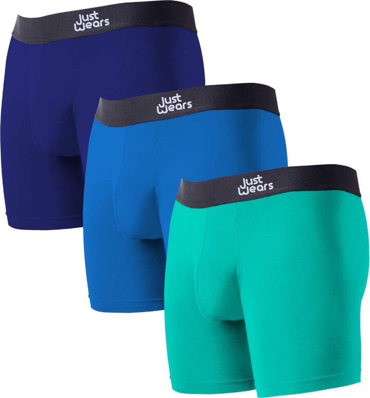 JustWears Boxer Briefs Pack of 3 Anti Chafing No Ride Up Organic