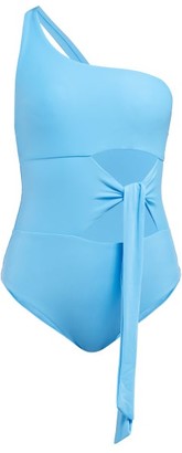 JADE SWIM Collision Tie-front Cutout Swimsuit - Blue