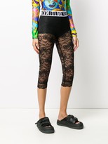 Thumbnail for your product : Versace Jeans Couture Cropped Logo-Print Lace Leggings