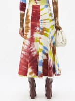 Thumbnail for your product : Gabriela Hearst Amy Fringed Tie-dye Recycled-cashmere Midi Skirt - Green Multi
