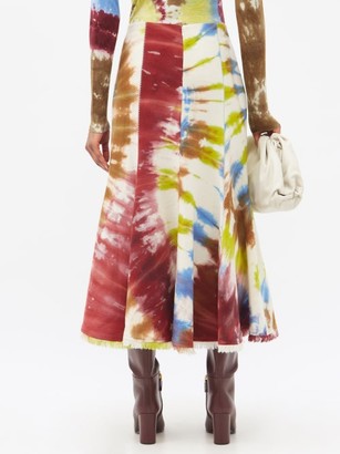 Gabriela Hearst Amy Fringed Tie-dye Recycled-cashmere Midi Skirt - Green Multi