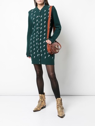 Chloé Horse Embroidered Knit Cardigan Dress