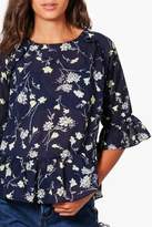 Thumbnail for your product : boohoo Tall Bethany Floral Lace Up Ruffle Woven Blouse