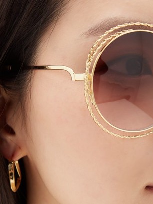 Chloé Carlina Round Metal Sunglasses - Purple Gold