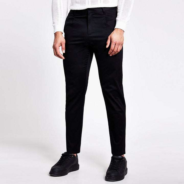 mens navy tapered trousers