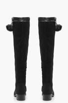 Thumbnail for your product : boohoo Wide Fit Pom Trim Over Knee Boots