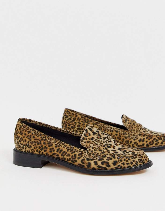 asos design militant premium chunky leather loafer flat shoes