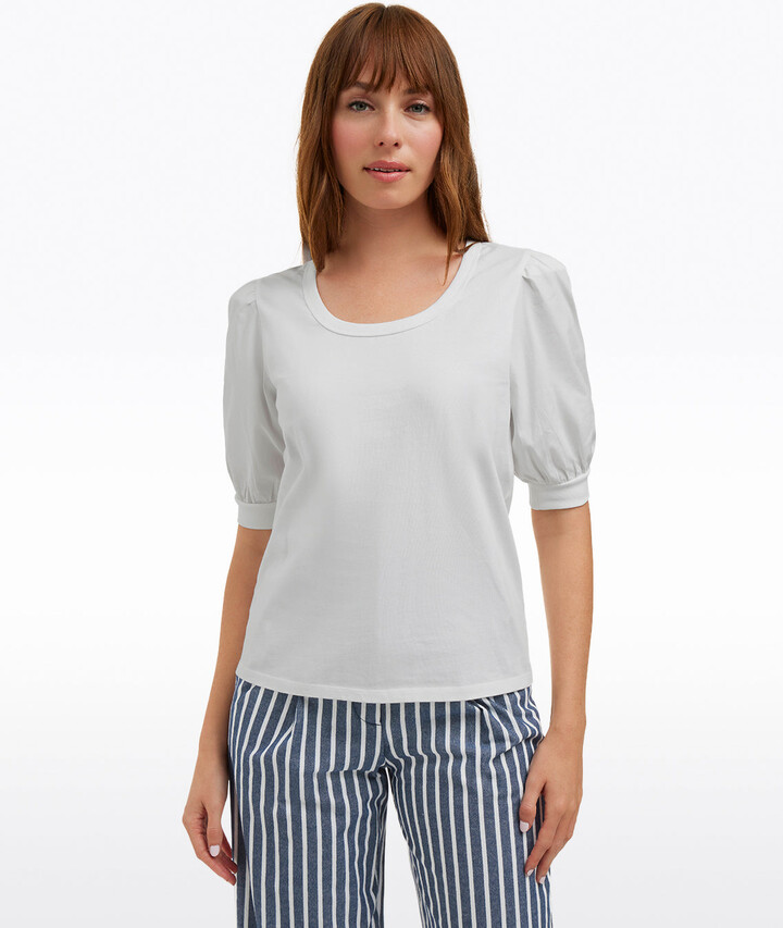 Draper James Short Sleeve Mixed Media Top