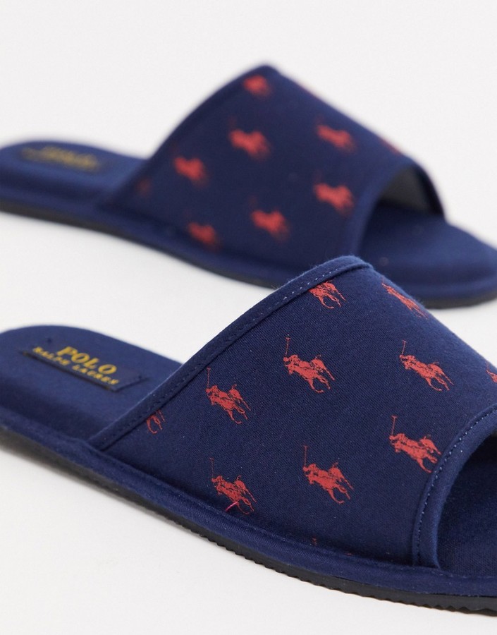 Ralph Lauren antero slipper slides navy - ShopStyle