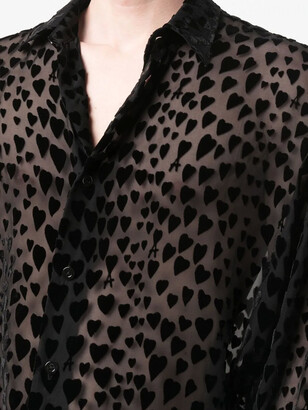 AMI Paris Semi-Sheer Heart-Print Shirt - ShopStyle