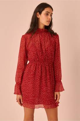 The Fifth ASSEMBLAGE LONG SLEEVE DRESS red w white