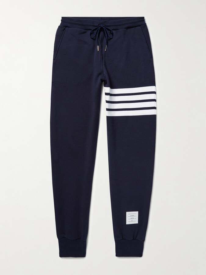 Thom Browne Tapered Striped Loopback Cotton-Jersey Sweatpants