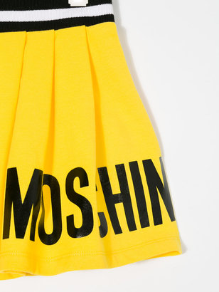 Moschino Kids logo print pleated skirt