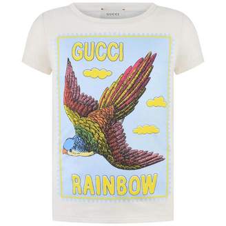 Gucci GUCCIGirls Light Beige Bird Print Top